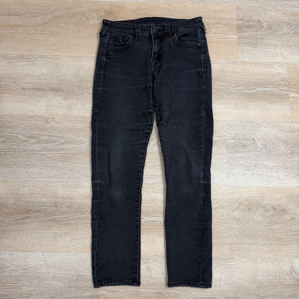True Religion Jennie Curvy Skinny Jeans Black Denim Size 27